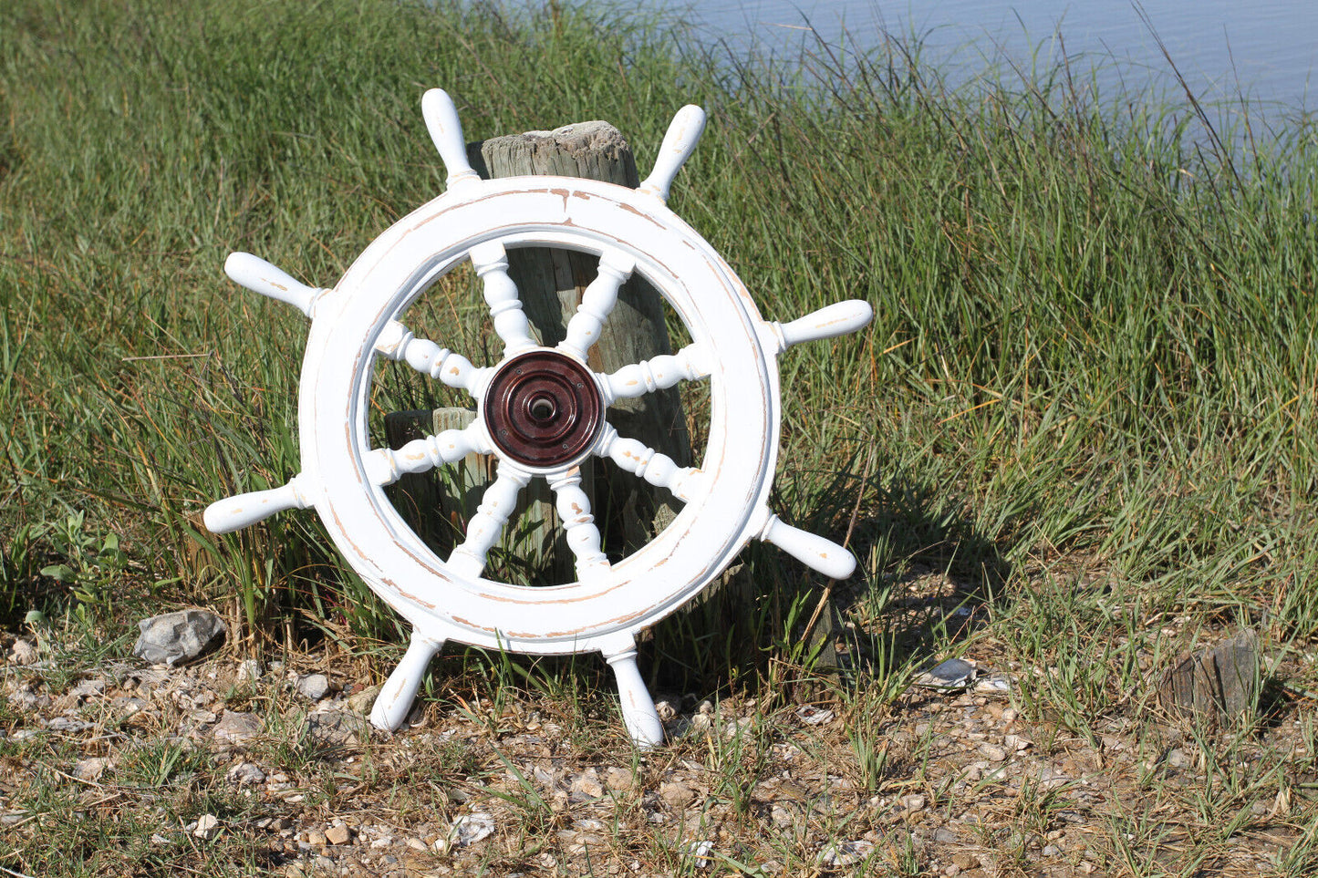 SHIPS WHEEL / Large Wooden Ships Helm / Sailors Home Decor / Fathers Day Gift / Sailing Club House Decor / Seafood Decor / Gh-01