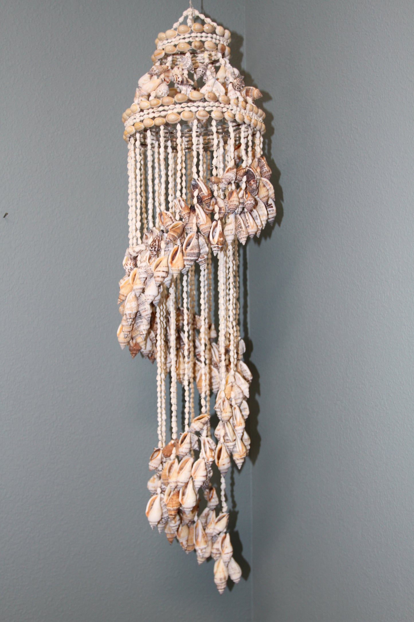 Large Chula Seashell Wind Chime, Beach Home Decor, Housewarming Gift, Wind Chimes, Spiral Wind Chimes, G-22