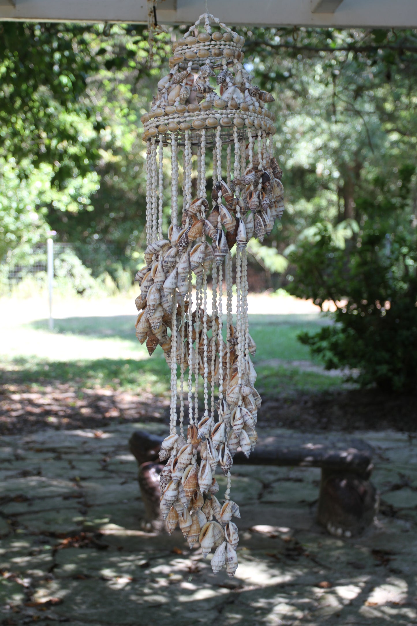 Large Chula Seashell Wind Chime, Beach Home Decor, Housewarming Gift, Wind Chimes, Spiral Wind Chimes, G-22