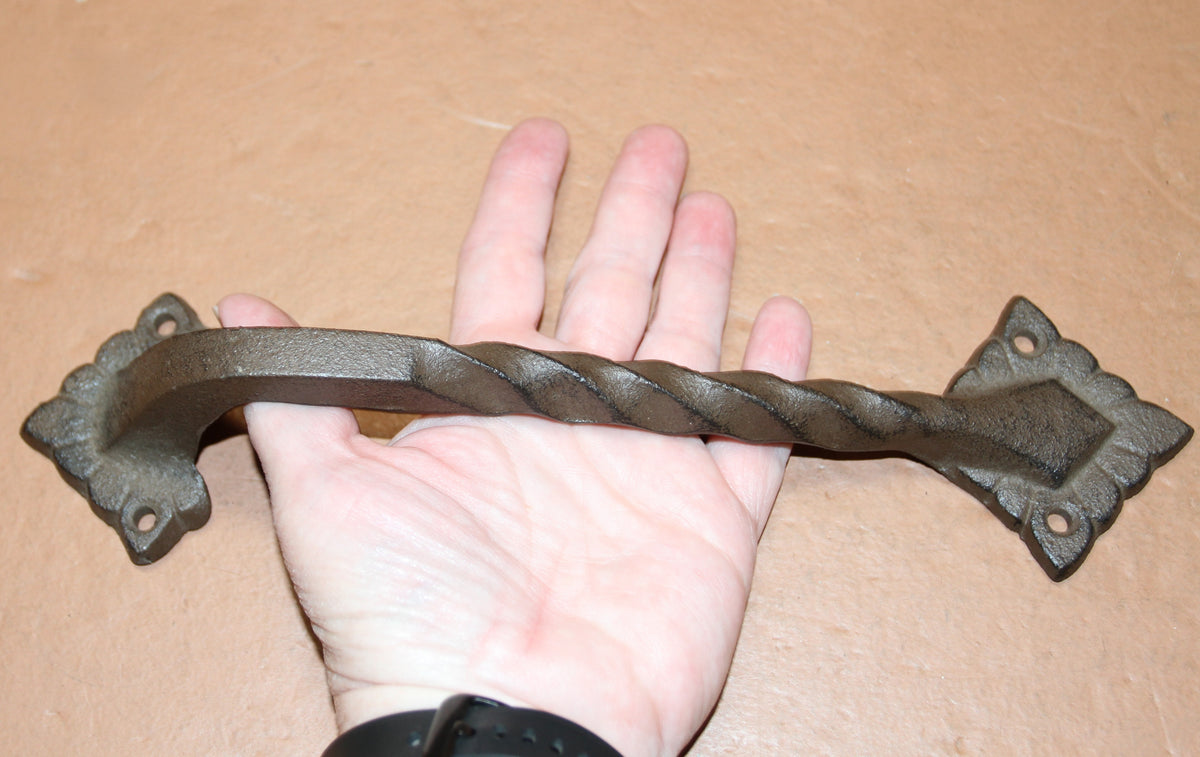 1-LARGE Gate Handle,Twisted Metal Design,Country Decor,Wood Door Pull,Gifts, HW-48
