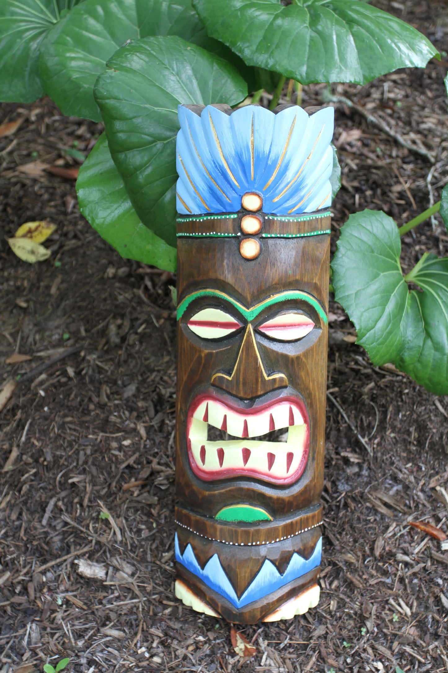 WALL DECOR, DECORATIVE TIKI MASKS, Tiki Bar Decor, Beach Home Decor, Blue Top Tiki Mask, BH-TM-1