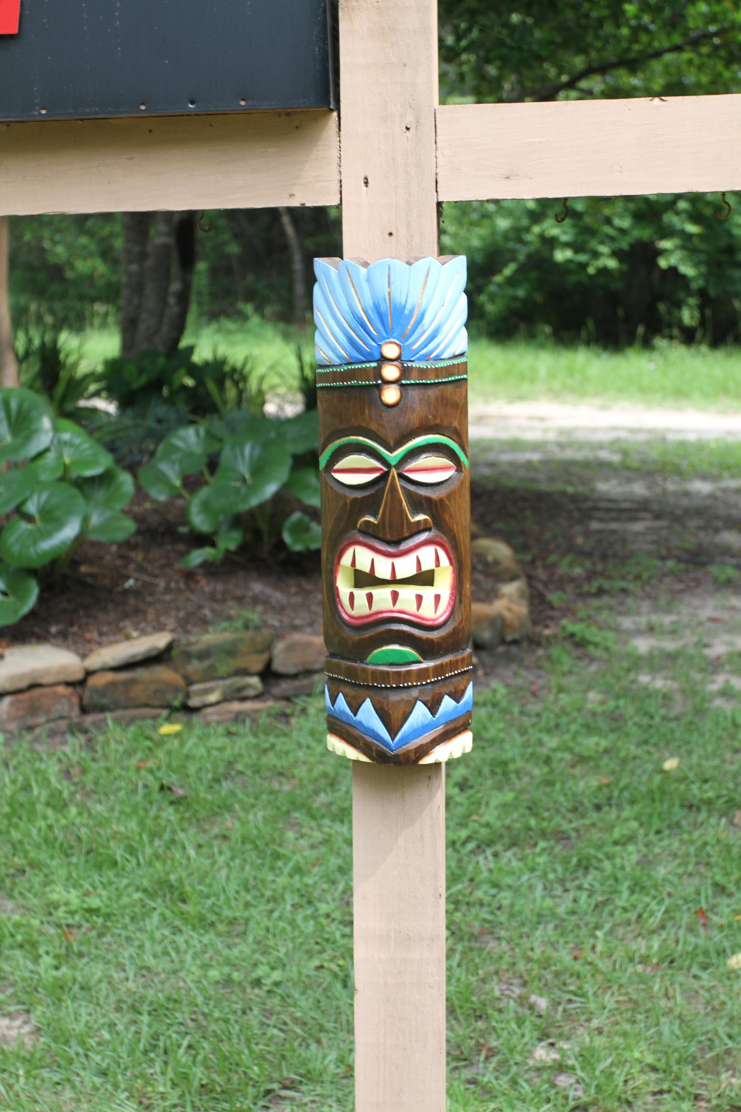 WALL DECOR, DECORATIVE TIKI MASKS, Tiki Bar Decor, Beach Home Decor, Blue Top Tiki Mask, BH-TM-1