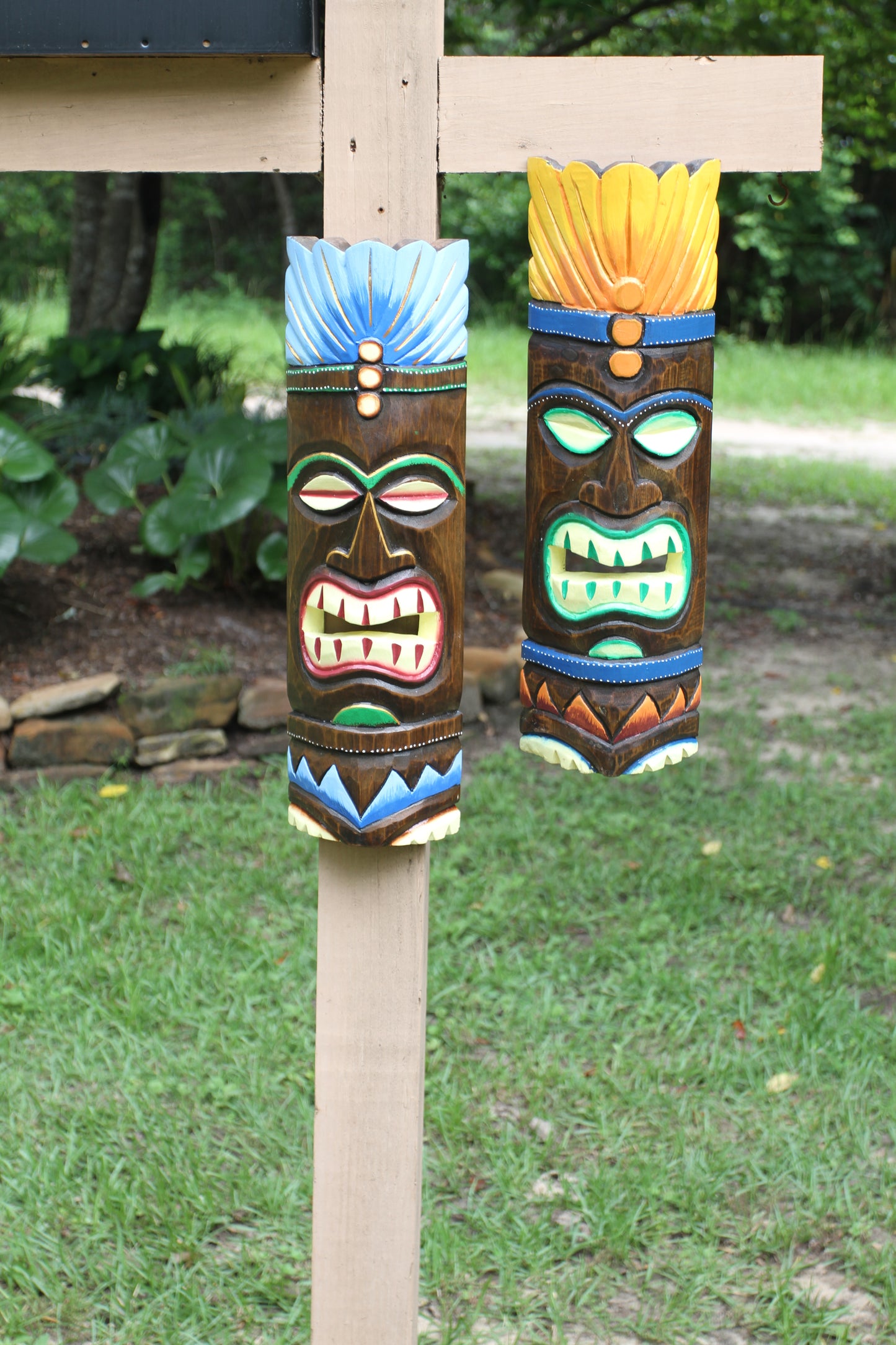 TIKI MASKS, Decorative Wood Masks, Tropical Lanai Wall Hangings, Beach Wedding Decor, All Occasion Gifts BH-TM-1,2