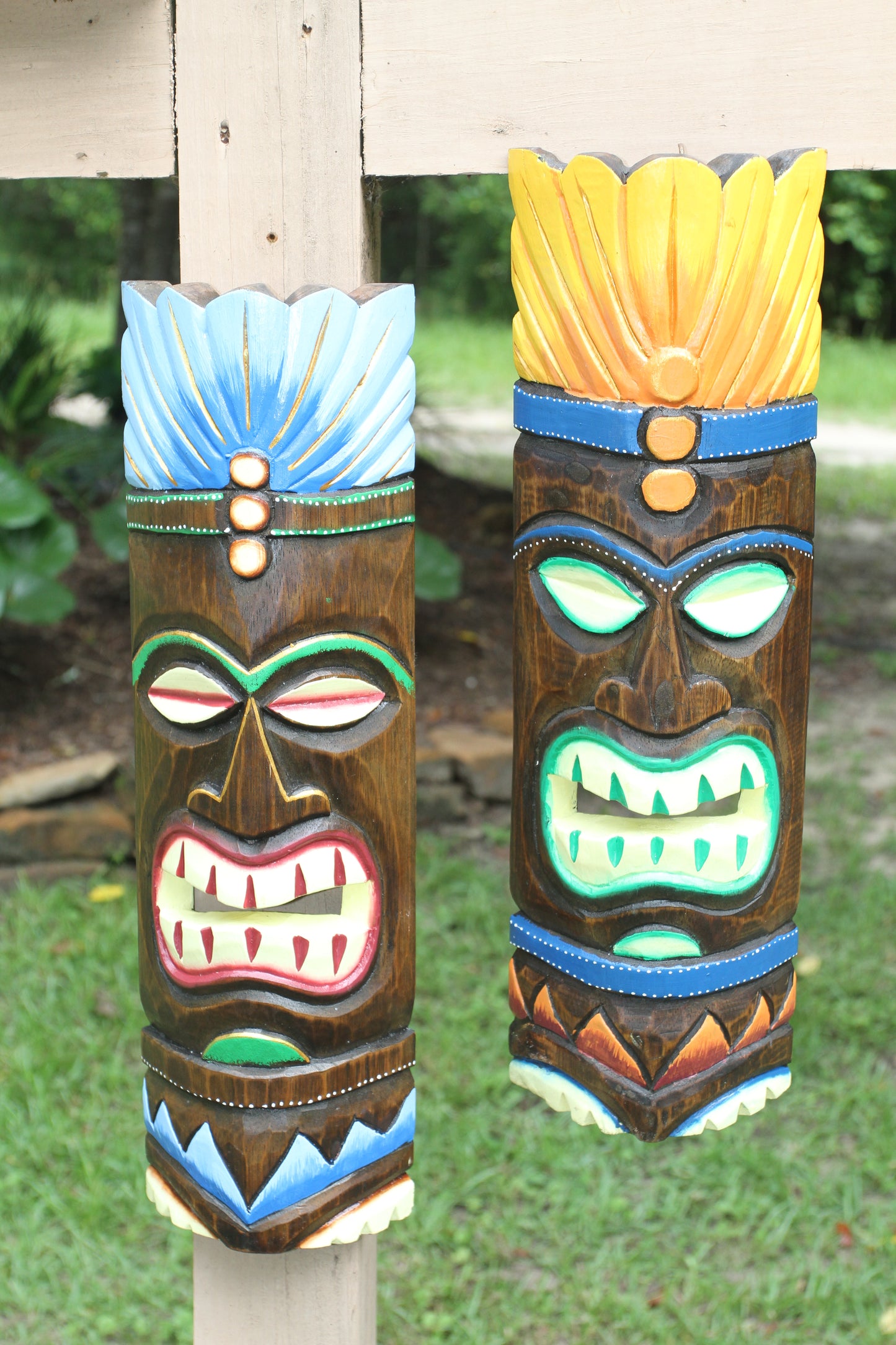 TIKI MASKS, Decorative Wood Masks, Tropical Lanai Wall Hangings, Beach Wedding Decor, All Occasion Gifts BH-TM-1,2