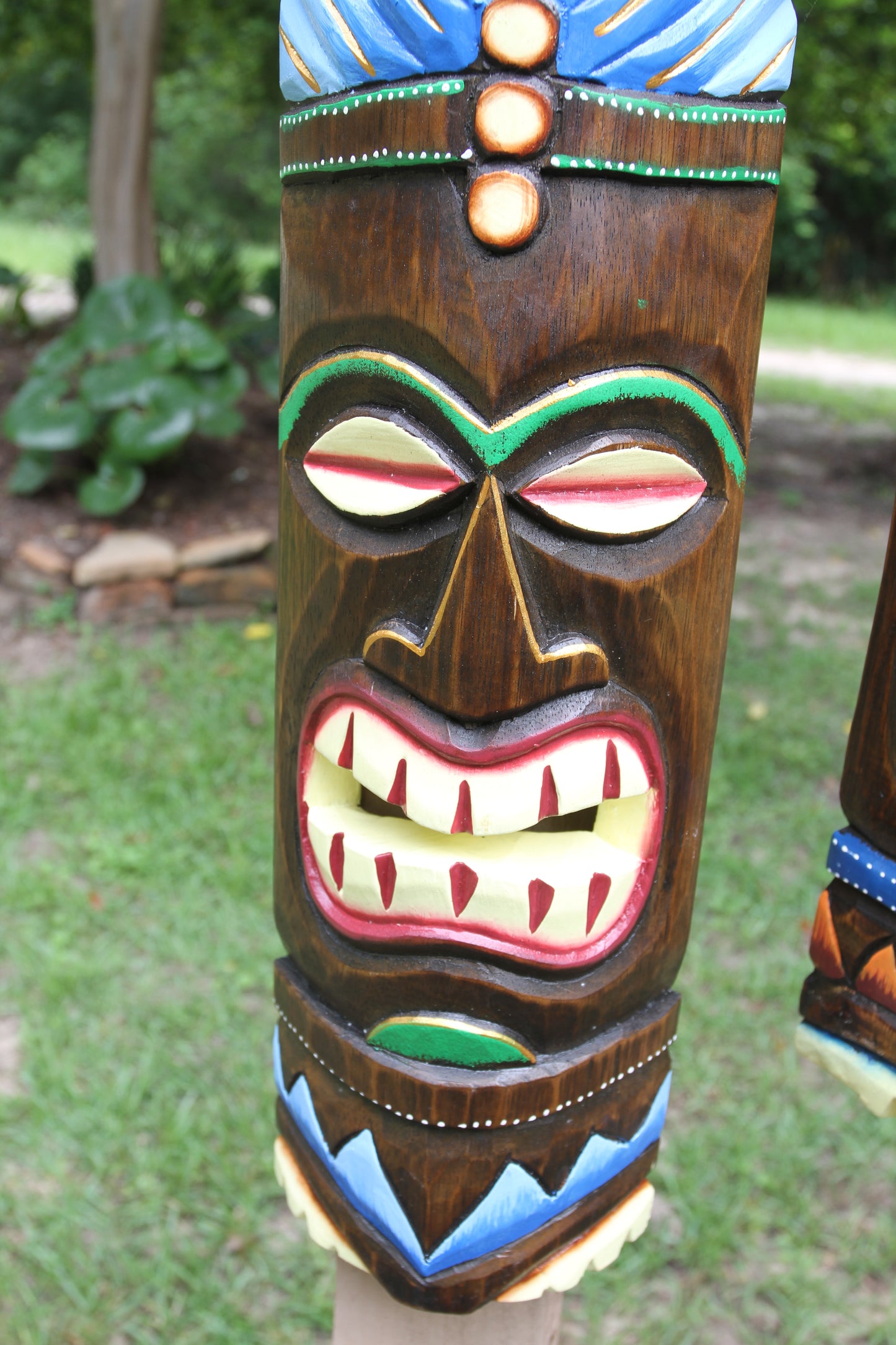 WALL DECOR, DECORATIVE TIKI MASKS, Tiki Bar Decor, Beach Home Decor, Blue Top Tiki Mask, BH-TM-1