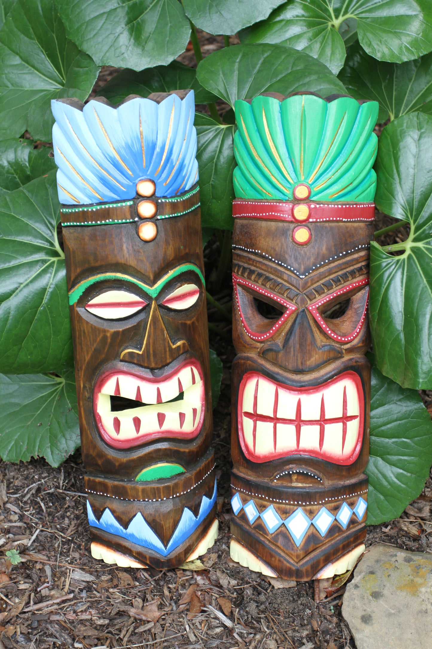 2 TIKI MASKS, Decorative Wood Masks, Tropical Home Decor Wall Hangings, Tiki Bar Decor, All Occasion Gifts BH-TM-1,2