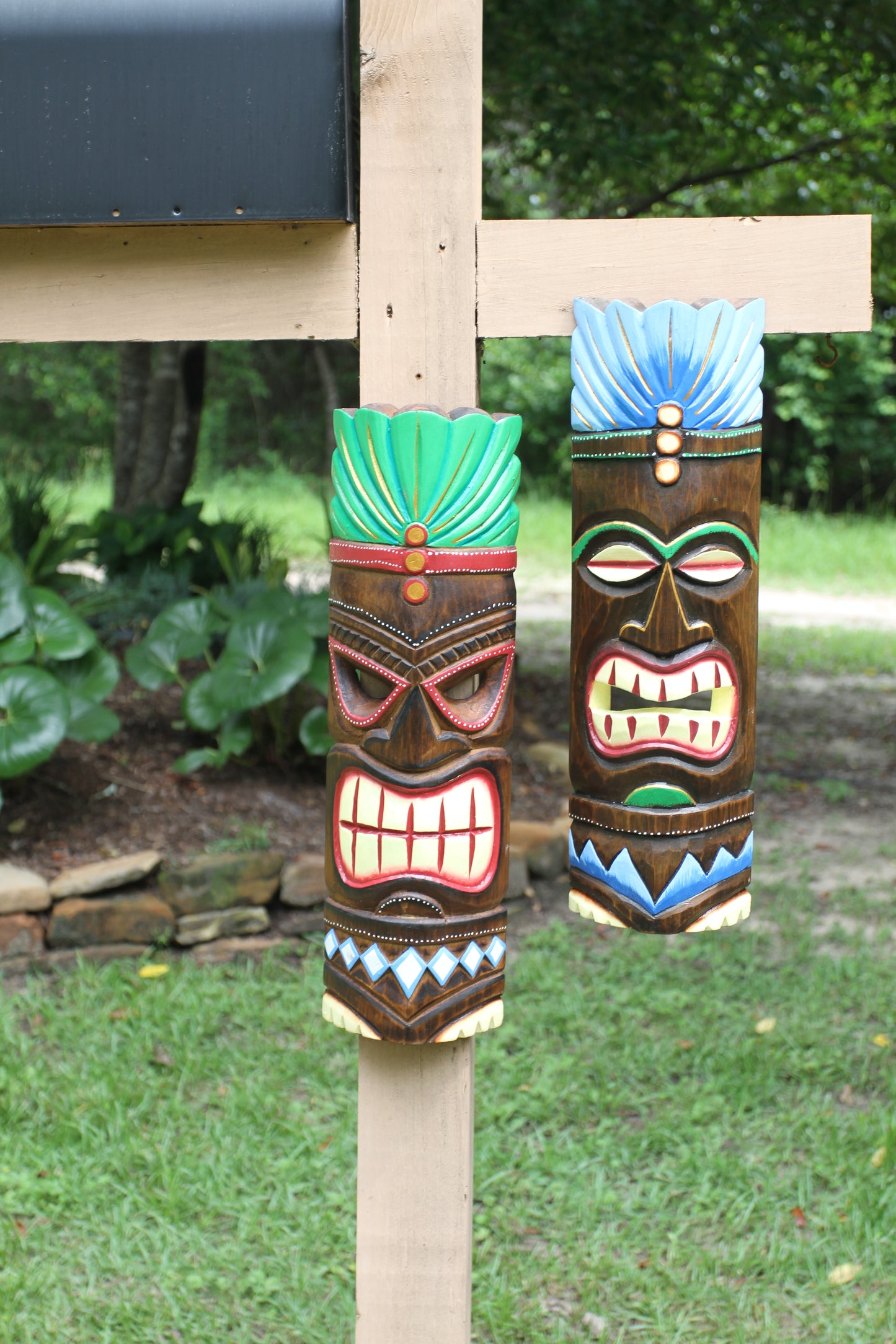 2 TIKI MASKS, Decorative Wood Masks, Tropical Home Decor Wall Hangings, Tiki Bar Decor, All Occasion Gifts BH-TM-1,2