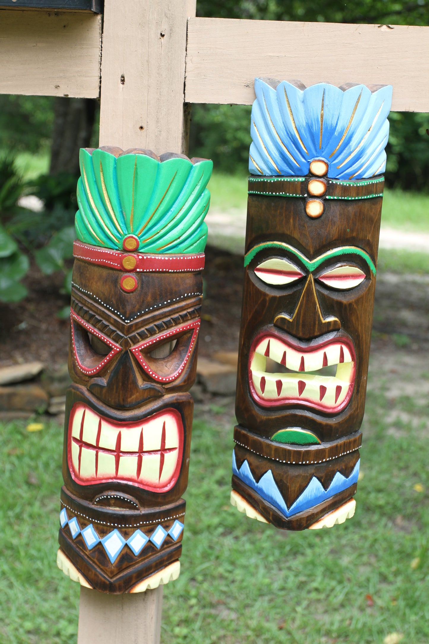 2 TIKI MASKS, Decorative Wood Masks, Tropical Home Decor Wall Hangings, Tiki Bar Decor, All Occasion Gifts BH-TM-1,2