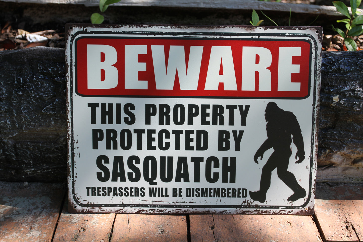 BEWARE OF BIGFOOT SIGN, Fence Sign, Wall Sign, Bigfoot Gift, Bigfoot Collection, Mythical Beast, BF-2