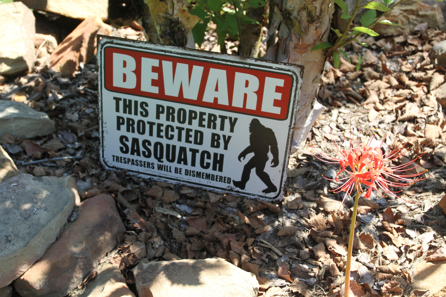 BEWARE OF BIGFOOT SIGN, Fence Sign, Wall Sign, Bigfoot Gift, Bigfoot Collection, Mythical Beast, BF-2