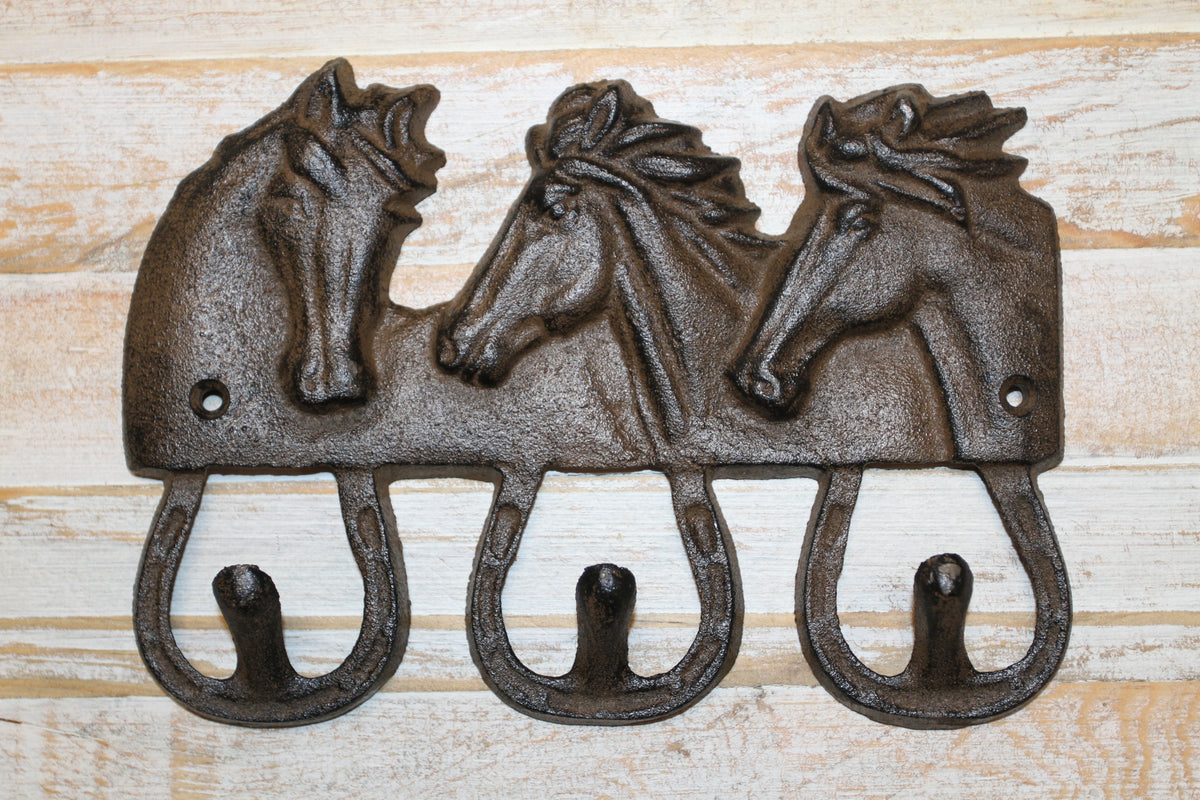 1-Equestrian Decor,Horse Head Triple Wall Hook,Western Style,Kitchen Bath Organizations,Gifts,W-42