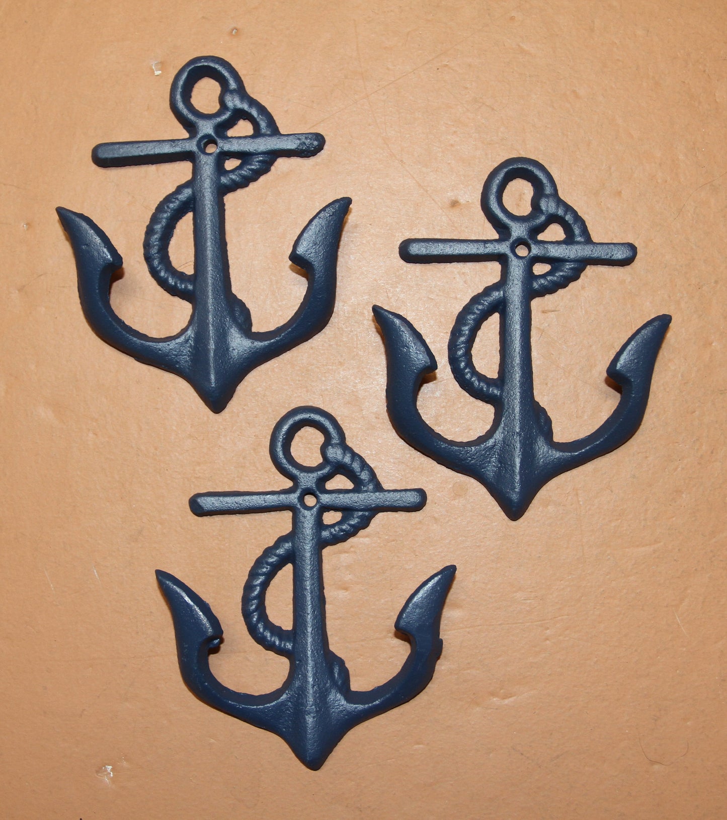 NAUTICAL WALL HOOKS, ANCHORS, Double Hook, Bath Decor, Outdoor Kitchen Storage N-19NB