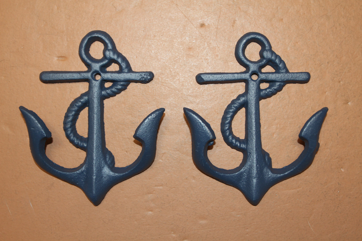 NAUTICAL WALL HOOKS, ANCHORS, Double Hook, Bath Decor, Outdoor Kitchen Storage N-19NB