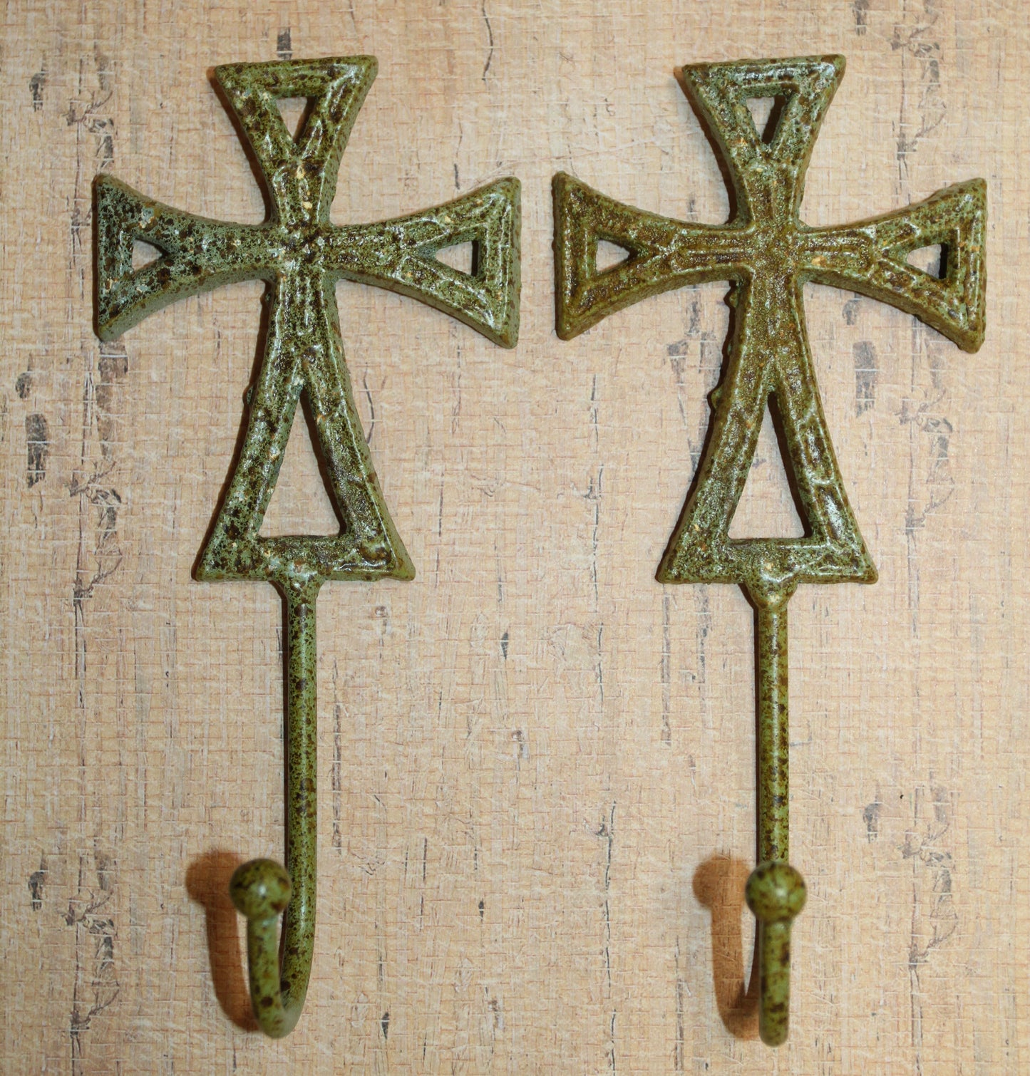2-Moss Green CROSS WALL HOOKS,Hanging Storage,Religious Gifts,Church Decor,Free Ship, H-67B