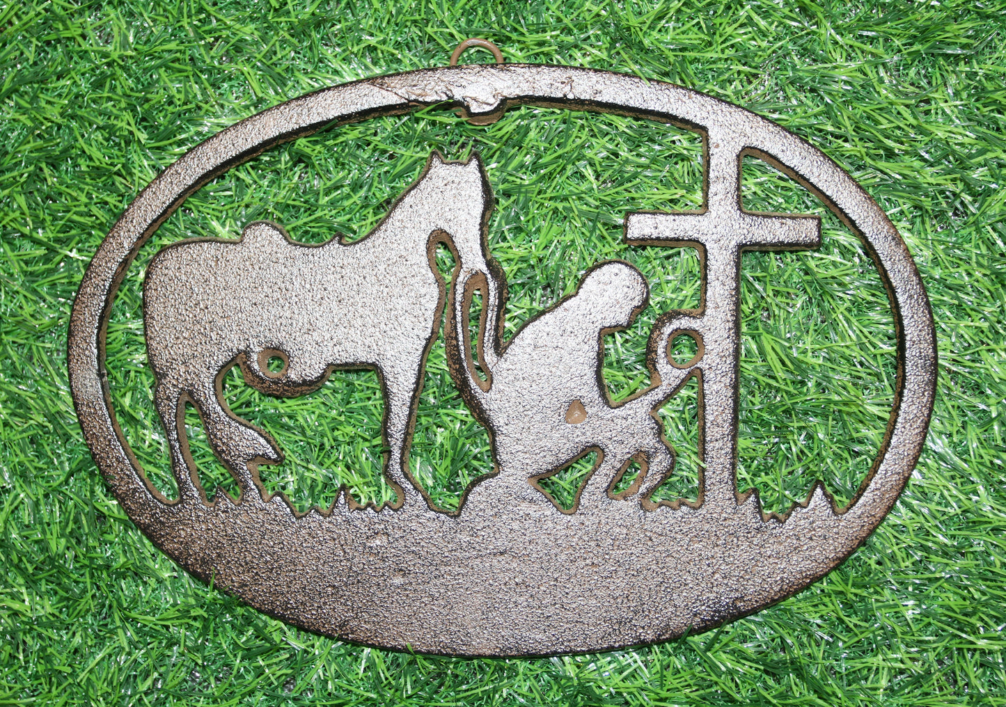1-Large PRAYING COWBOY,Church Decor,Wall Hanging,Ranch Style,Gifts,Religious and Spiritual Accents, W-16B