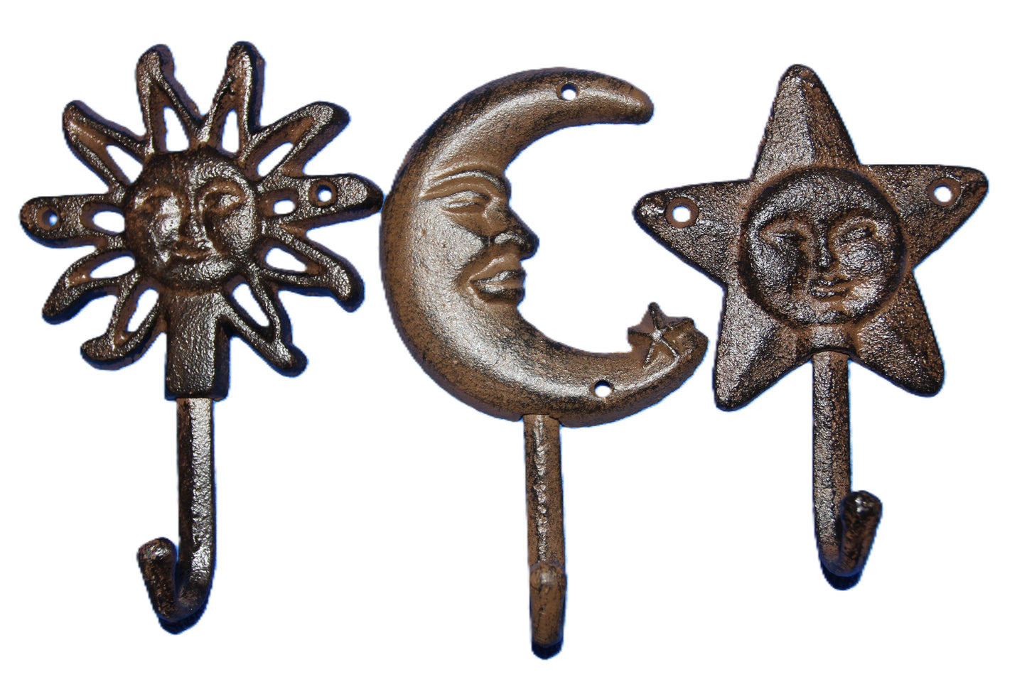 Celestial Decor, 3pc Wall Hook Collection,SUN MOON STARS,Country Decor,Hanging Storage, Gifts, Free Ship, H-16,27B,82B