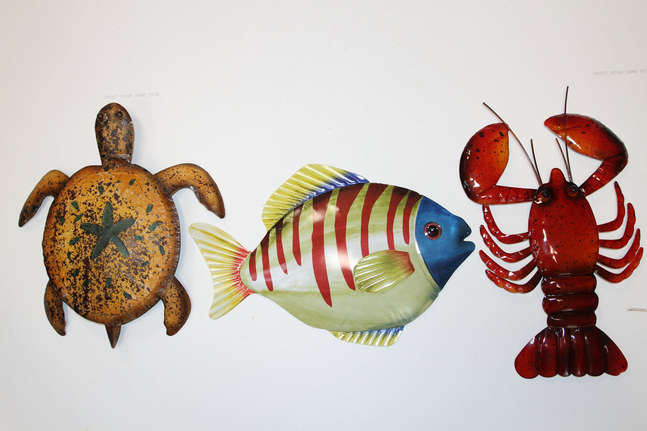 Sea Life Hanging Collection ~ The Deep Sea Three ~ A turtle, a lobster and a large fish ready to decorate any beach lovers space! GS3XX  Free Shipping!!