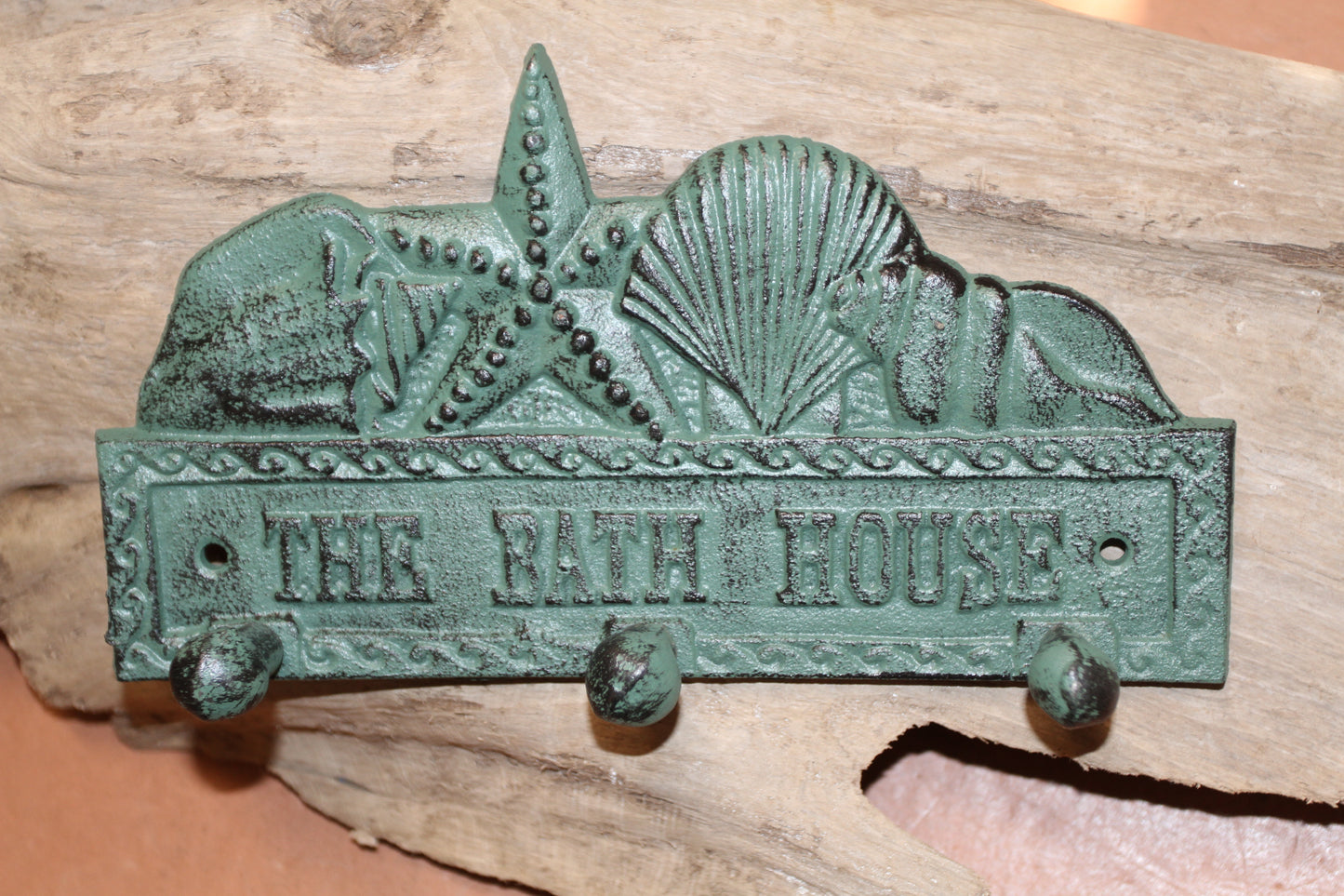 1-THE BATH HOUSE, Wall Hook/Plaque,Coastal Living Decor,Beach Style Bathroom Decor,All Occasion Gifts,BL-59