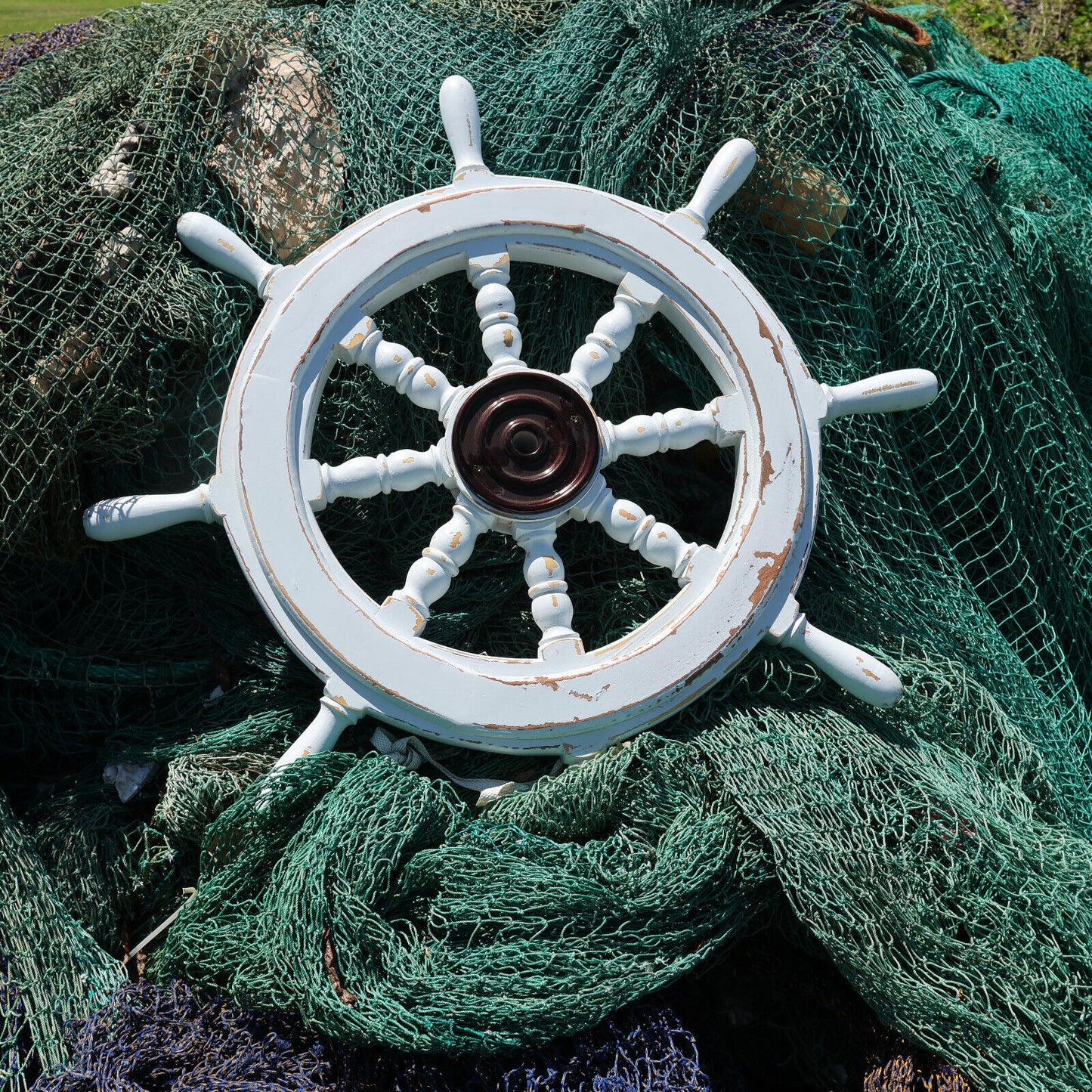 SHIPS WHEEL / Large Wooden Ships Helm / Sailors Home Decor / Fathers Day Gift / Sailing Club House Decor / Seafood Decor / Gh-01