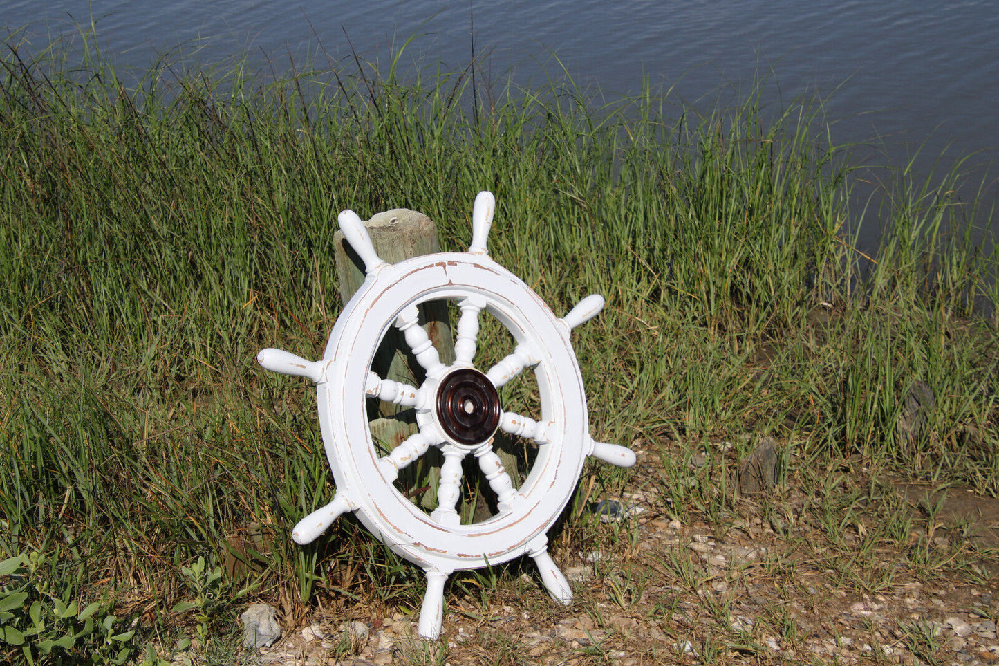 SHIPS WHEEL / Large Wooden Ships Helm / Sailors Home Decor / Fathers Day Gift / Sailing Club House Decor / Seafood Decor / Gh-01