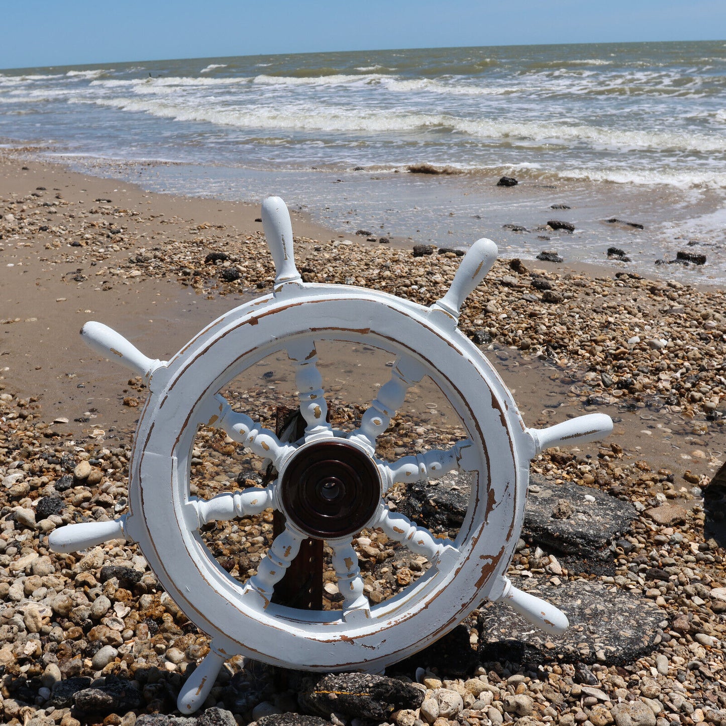 SHIPS WHEEL / Large Wooden Ships Helm / Sailors Home Decor / Fathers Day Gift / Sailing Club House Decor / Seafood Decor / Gh-01