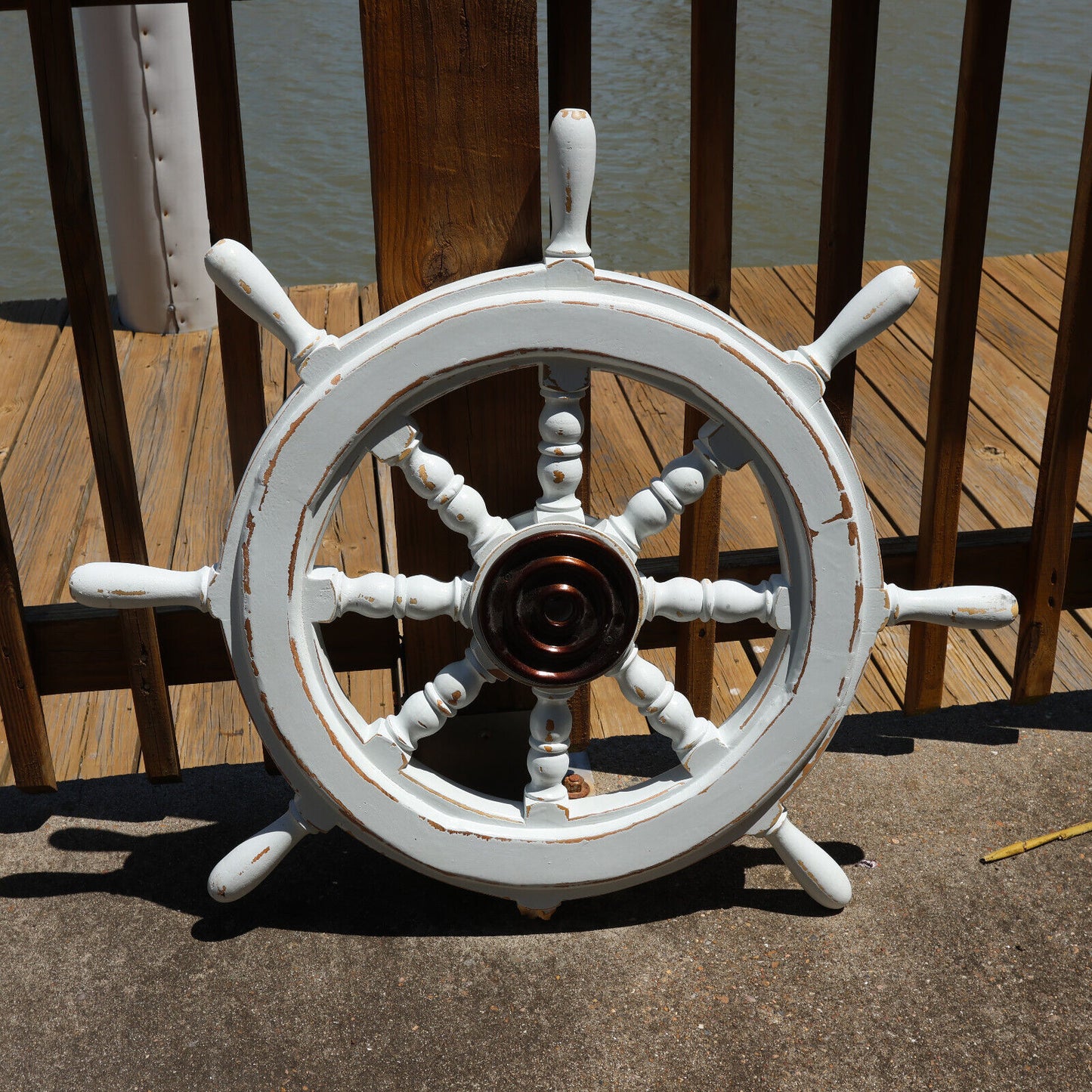 SHIPS WHEEL / Large Wooden Ships Helm / Sailors Home Decor / Fathers Day Gift / Sailing Club House Decor / Seafood Decor / Gh-01