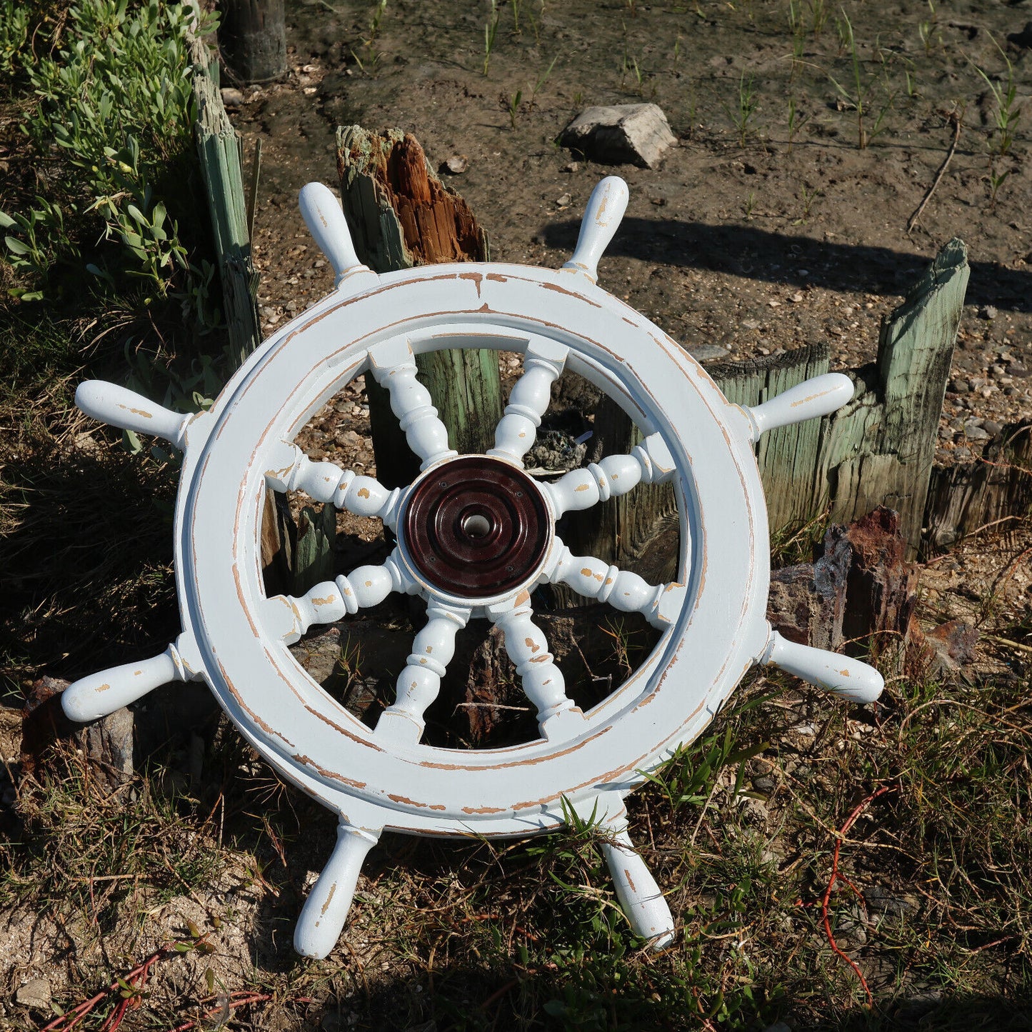 SHIPS WHEEL / Large Wooden Ships Helm / Sailors Home Decor / Fathers Day Gift / Sailing Club House Decor / Seafood Decor / Gh-01