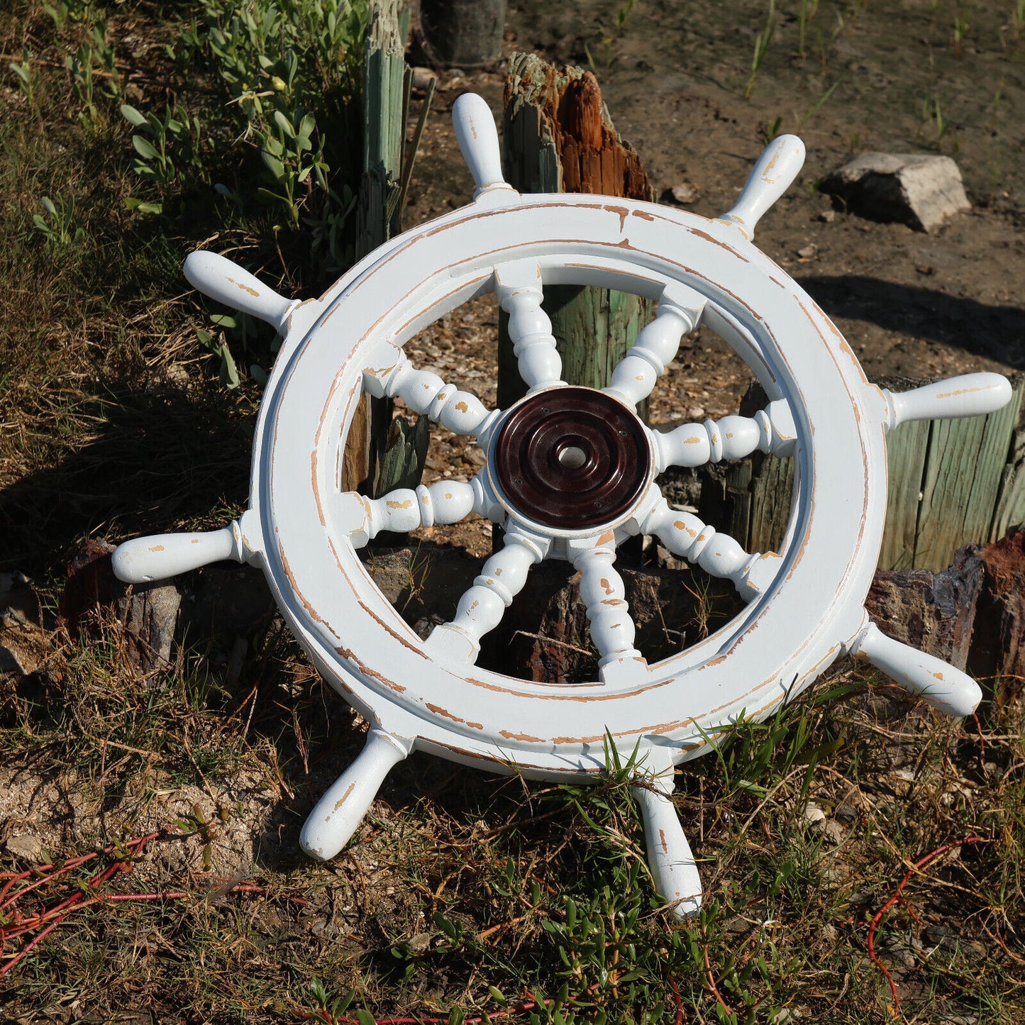 SHIPS WHEEL / Large Wooden Ships Helm / Sailors Home Decor / Fathers Day Gift / Sailing Club House Decor / Seafood Decor / Gh-01