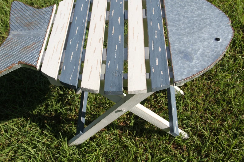 FISH TABLE, Folding Fish Shape Table, Wood Table, Side Table, Beach Decor