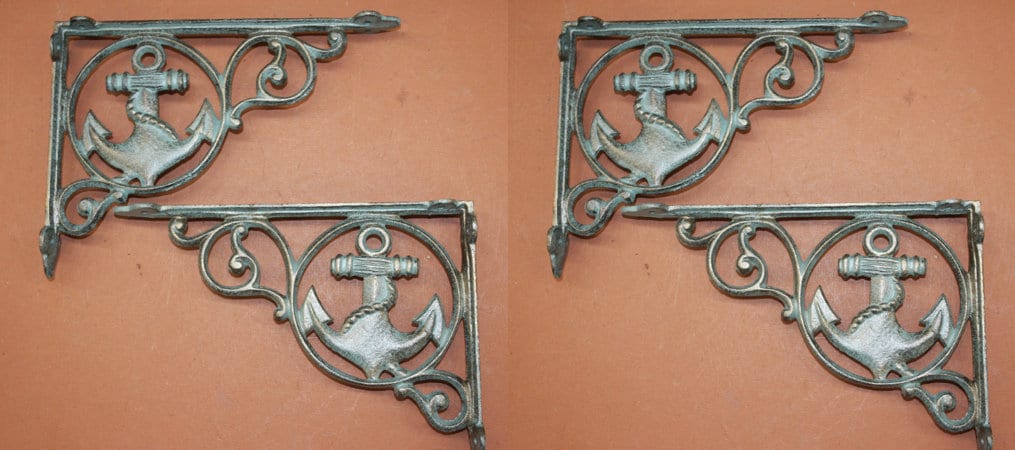 COATAL DECOR, Anchor Design Nautical Window Corner Accent Bracket, Shelf Brackets B-39