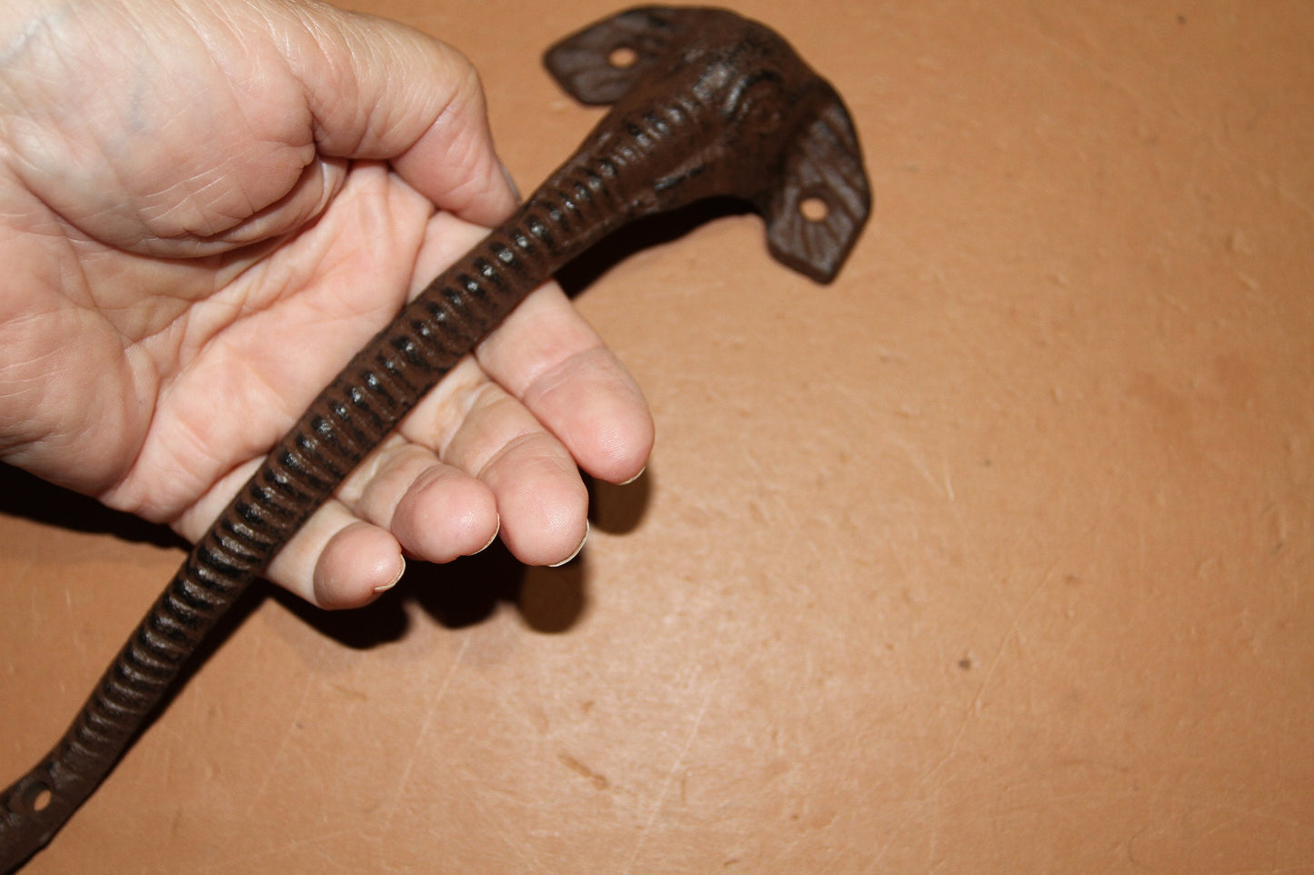 1 Elephant Door Pull and 2 Elephant Wall Hooks, Cast Iron, 1 of HW-98 & 2 of H 40