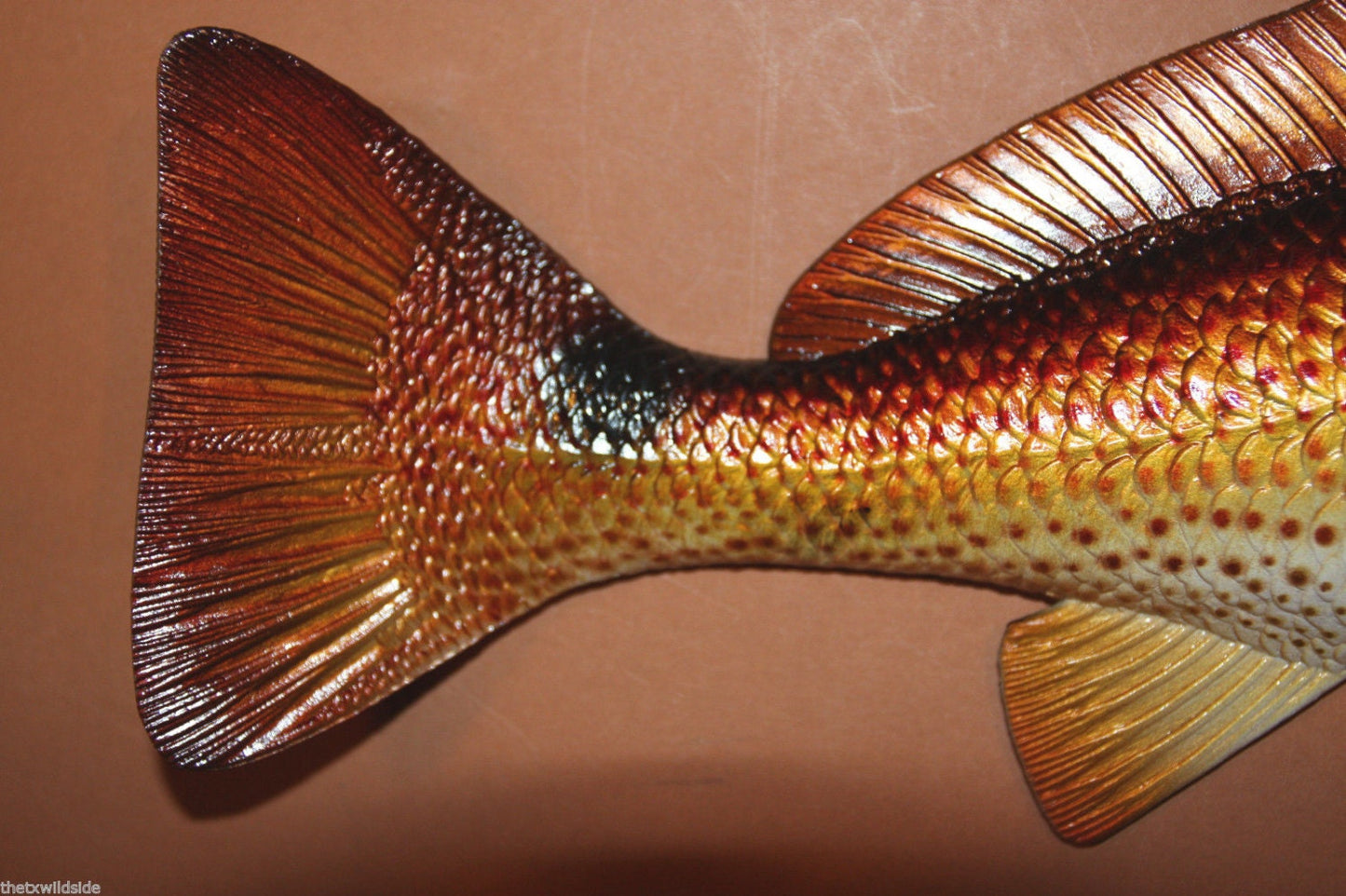 RED FISH, 11" wall hanging, replica of a real salt water fish, sought after by anglers, collectors, and gift givers. Beach and Bay decor.