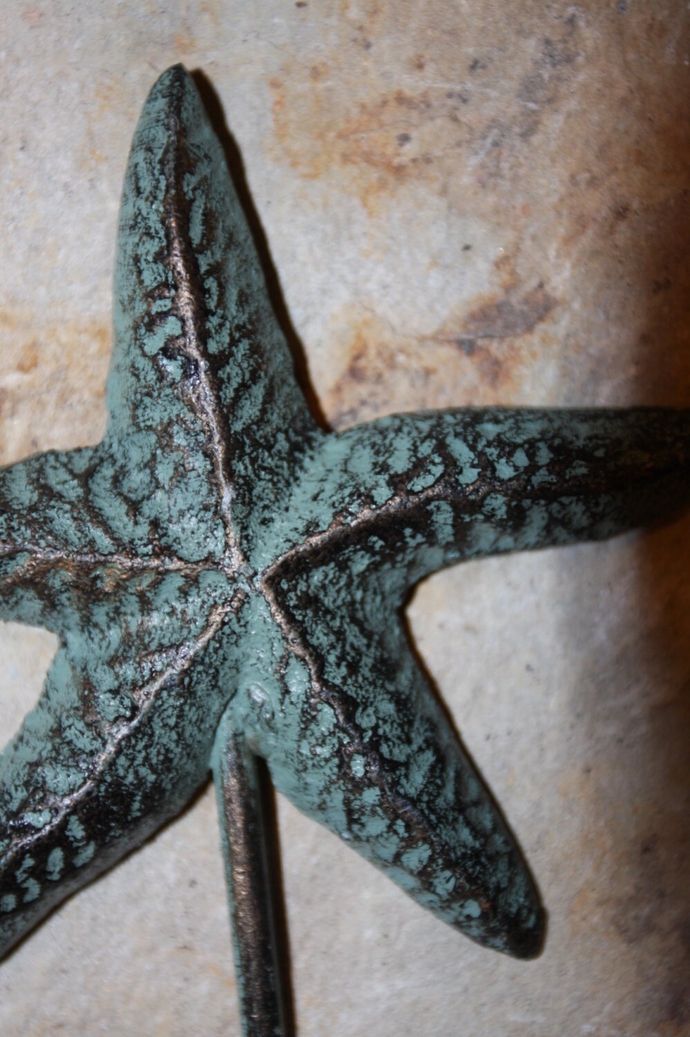 10) pcs, Bronze verdigris look starfish wall hook, 5" tall, cast iron starfish towel hook, beach house decor, beach decor, BL-52