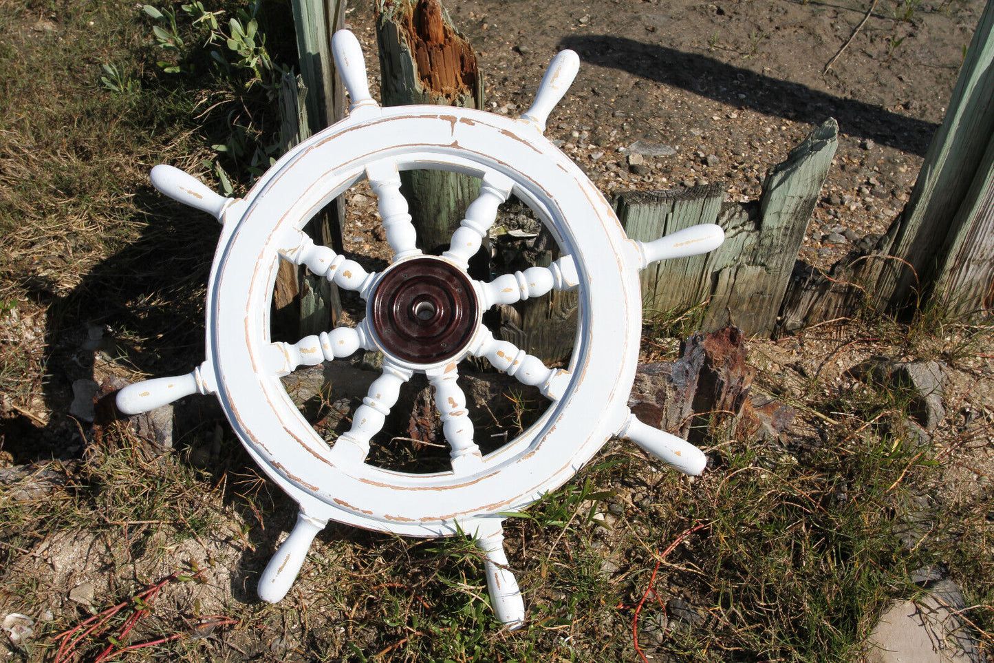 SHIPS WHEEL / Large Wooden Ships Helm / Sailors Home Decor / Fathers Day Gift / Sailing Club House Decor / Seafood Decor / Gh-01