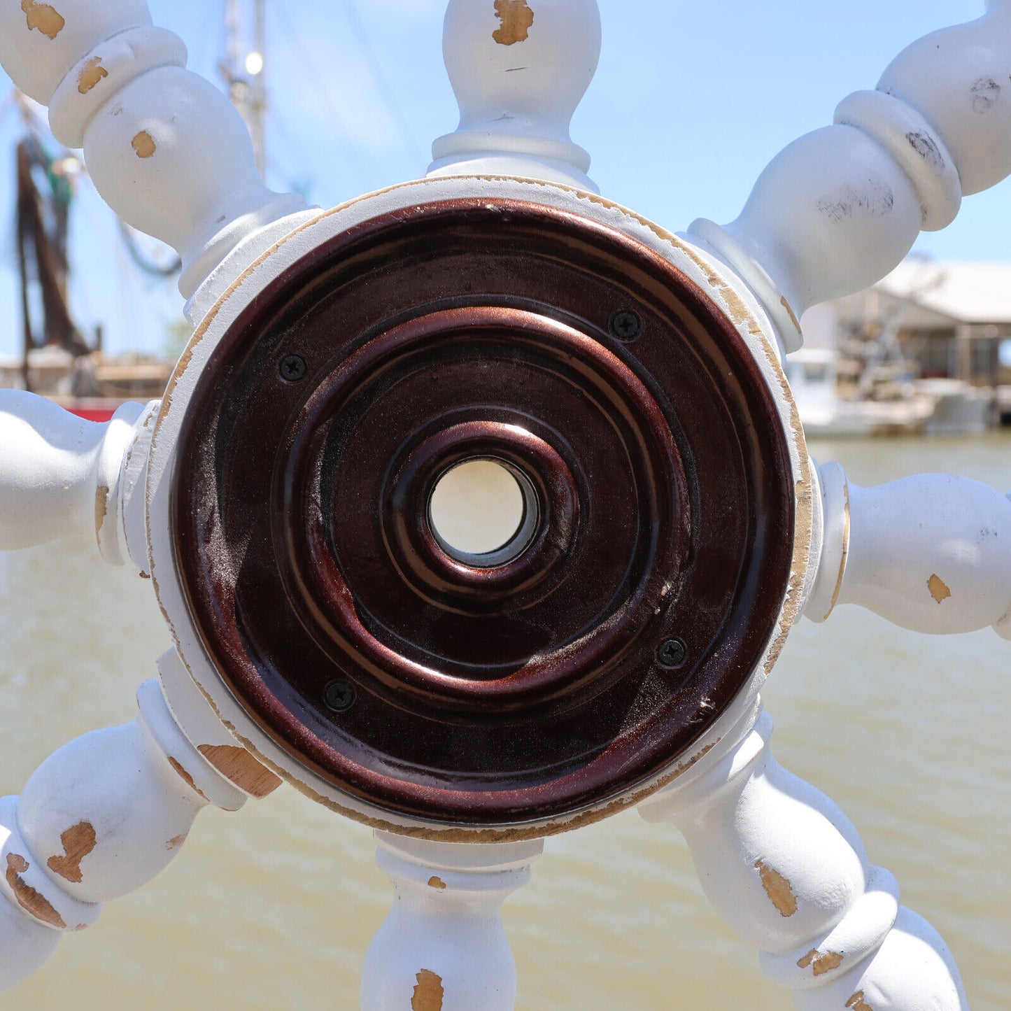 SHIPS WHEEL / Large Wooden Ships Helm / Sailors Home Decor / Fathers Day Gift / Sailing Club House Decor / Seafood Decor / Gh-01