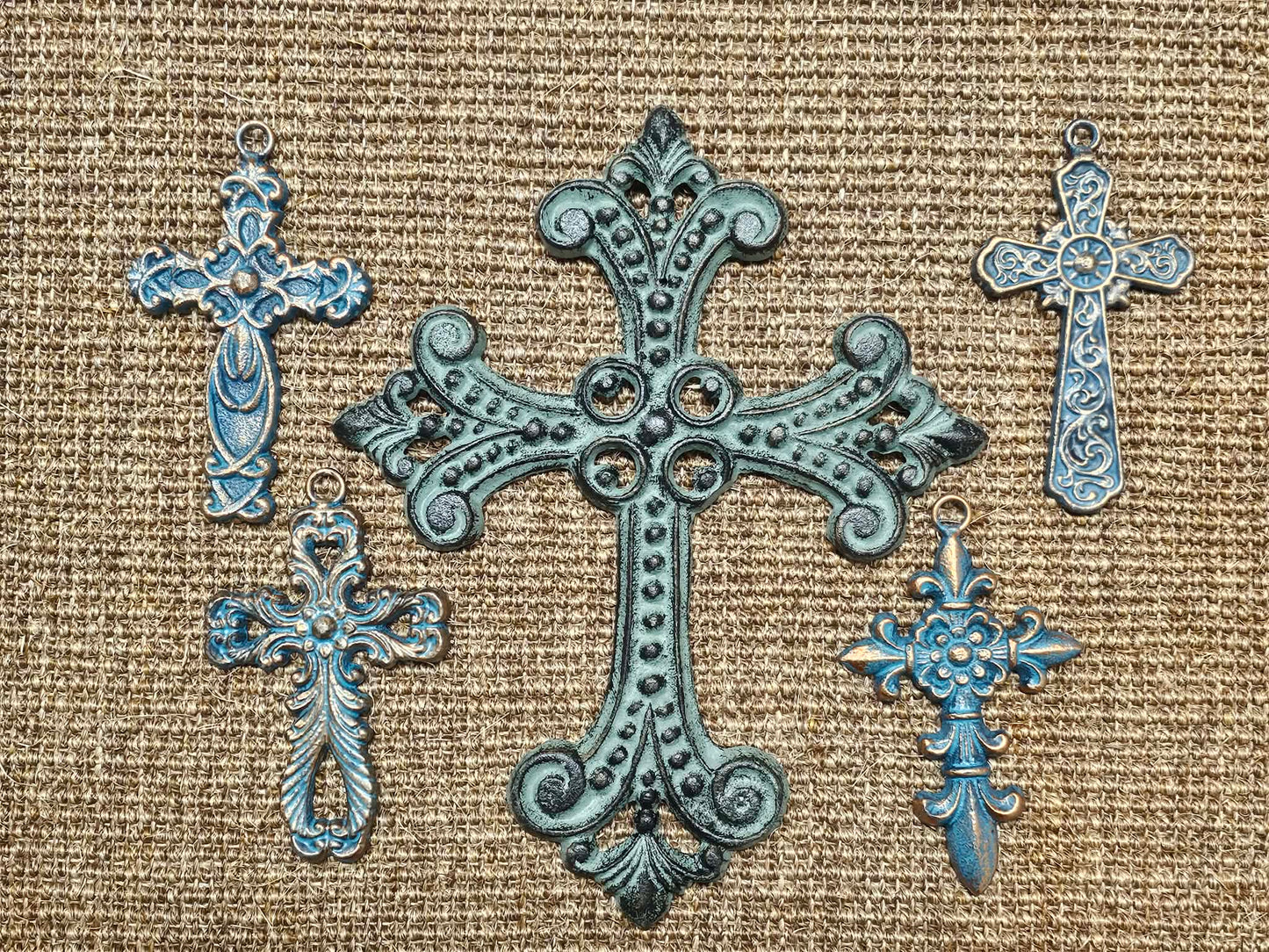 NEW HOPE Collection,5 Metal Wall Crosses,Country Decor,Wall Hanging,All Occasion Gifts,Spiritual Home Accents