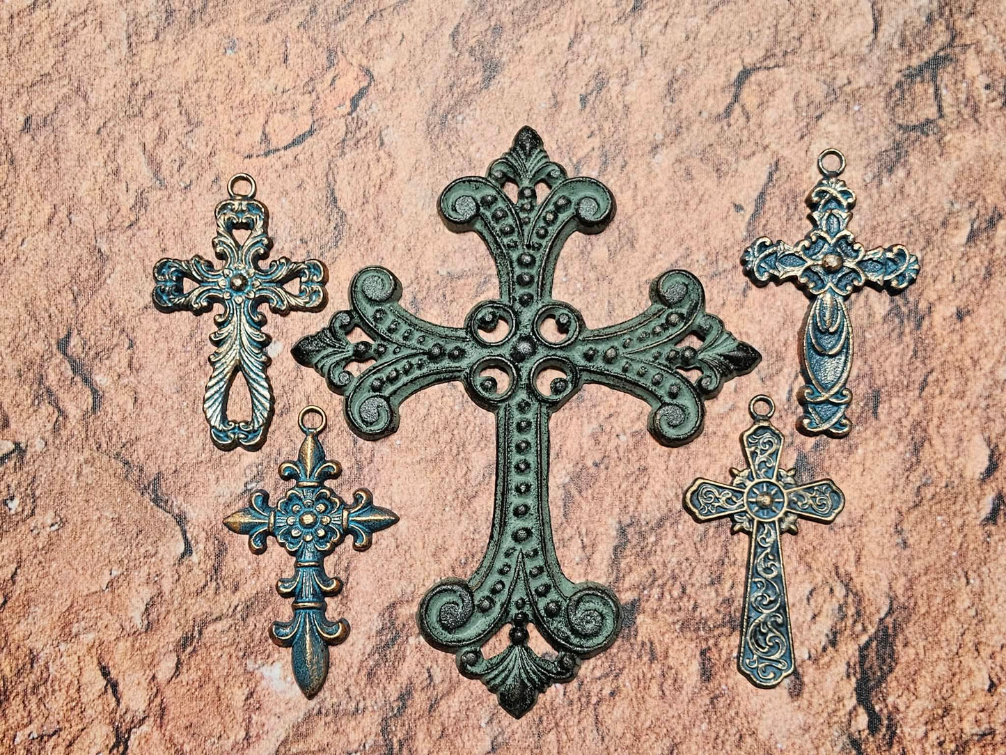 NEW HOPE Collection,5 Metal Wall Crosses,Country Decor,Wall Hanging,All Occasion Gifts,Spiritual Home Accents