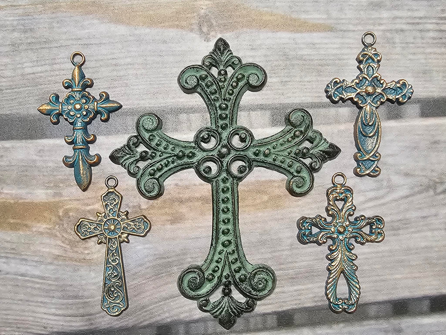 NEW HOPE Collection,5 Metal Wall Crosses,Country Decor,Wall Hanging,All Occasion Gifts,Spiritual Home Accents