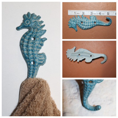 WALL HOOKS, Coastal Living Seahorse Wall Hook, Cast Iron 5 3/4 inches, Free Ship N-02