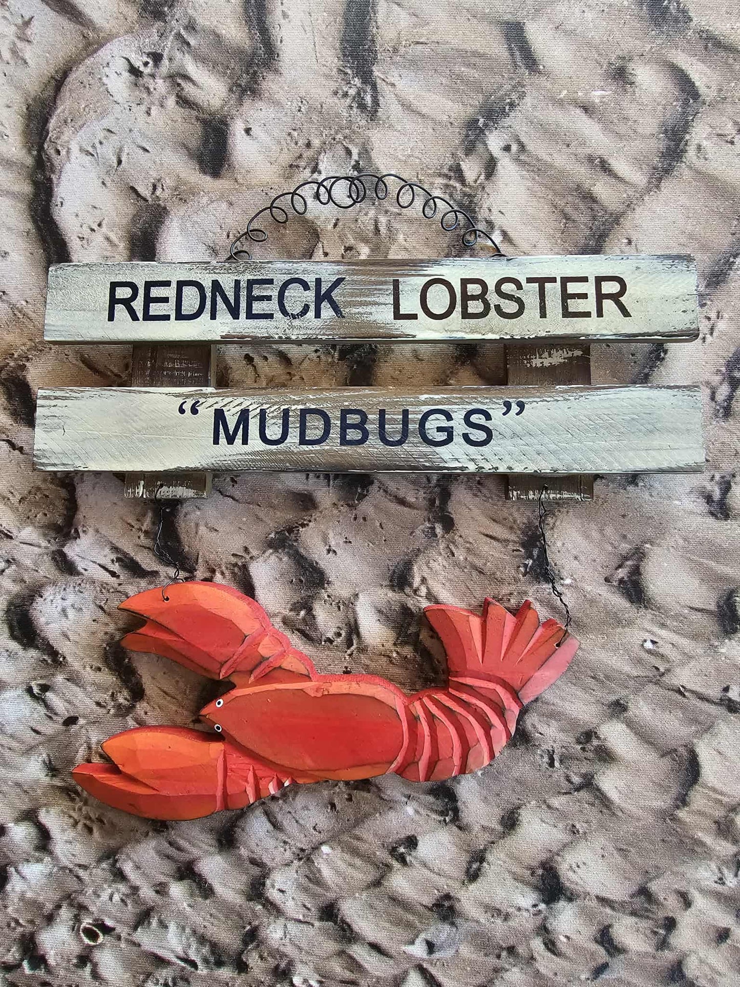 Cajun Kitchen Crawfish Wall Hanging Distressed Style Wood, SS-136