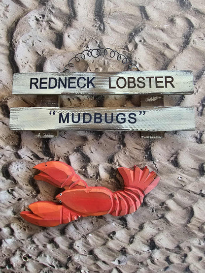 Cajun Kitchen Crawfish Wall Hanging Distressed Style Wood, SS-136