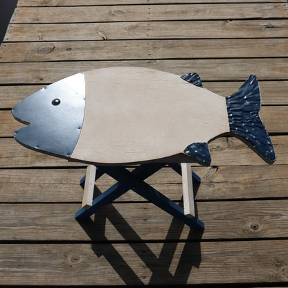 TABLE, Folding Wood Table, Fish Shape, Side Table, Patio Decor, Coastal Home Decor,