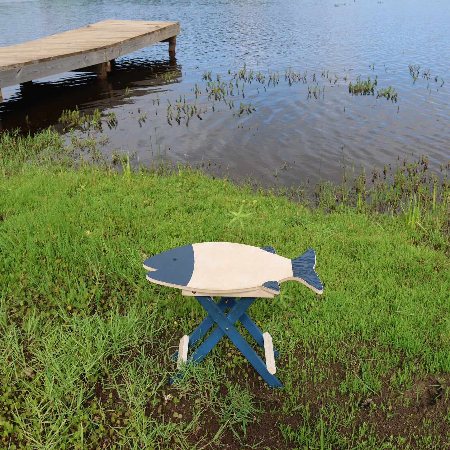 TABLE, Folding Wood Table, Fish Shape, Side Table, Patio Decor, Coastal Home Decor,