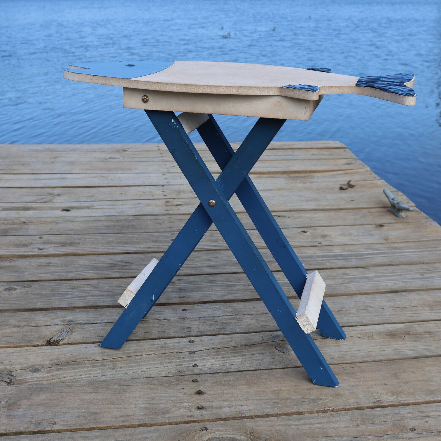 TABLE, Folding Wood Table, Fish Shape, Side Table, Patio Decor, Coastal Home Decor,