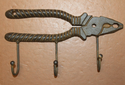 1 Triple Wall HooK,PLIERS,Hanging Storage, Work Shop Organization,Country Accents,Gifts,H-38