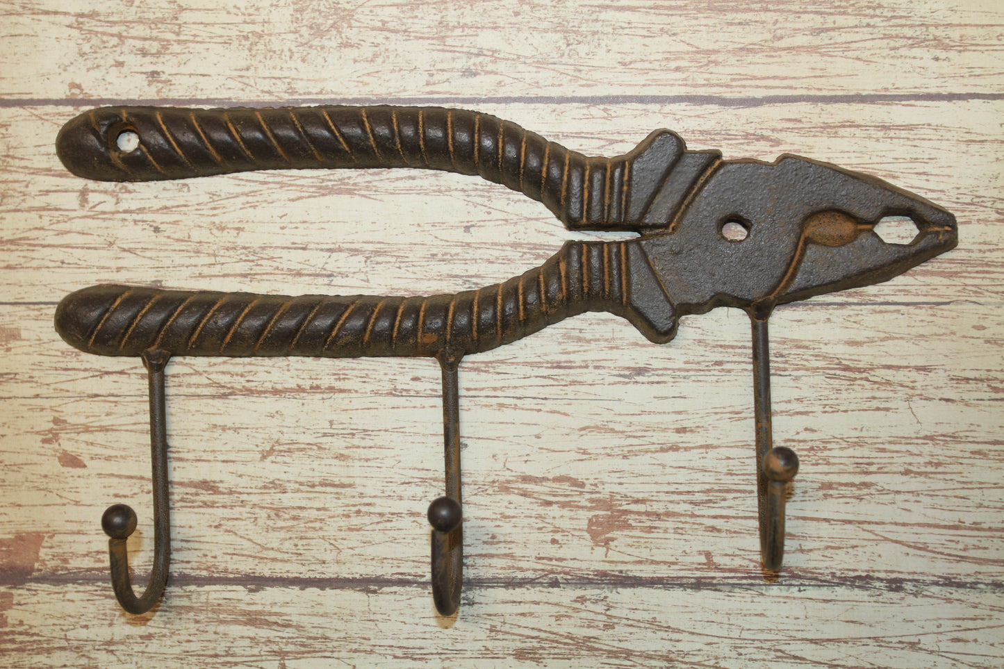 1 Triple Wall HooK,PLIERS,Hanging Storage, Work Shop Organization,Country Accents,Gifts,H-38