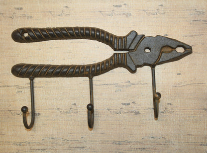 1 Triple Wall HooK,PLIERS,Hanging Storage, Work Shop Organization,Country Accents,Gifts,H-38