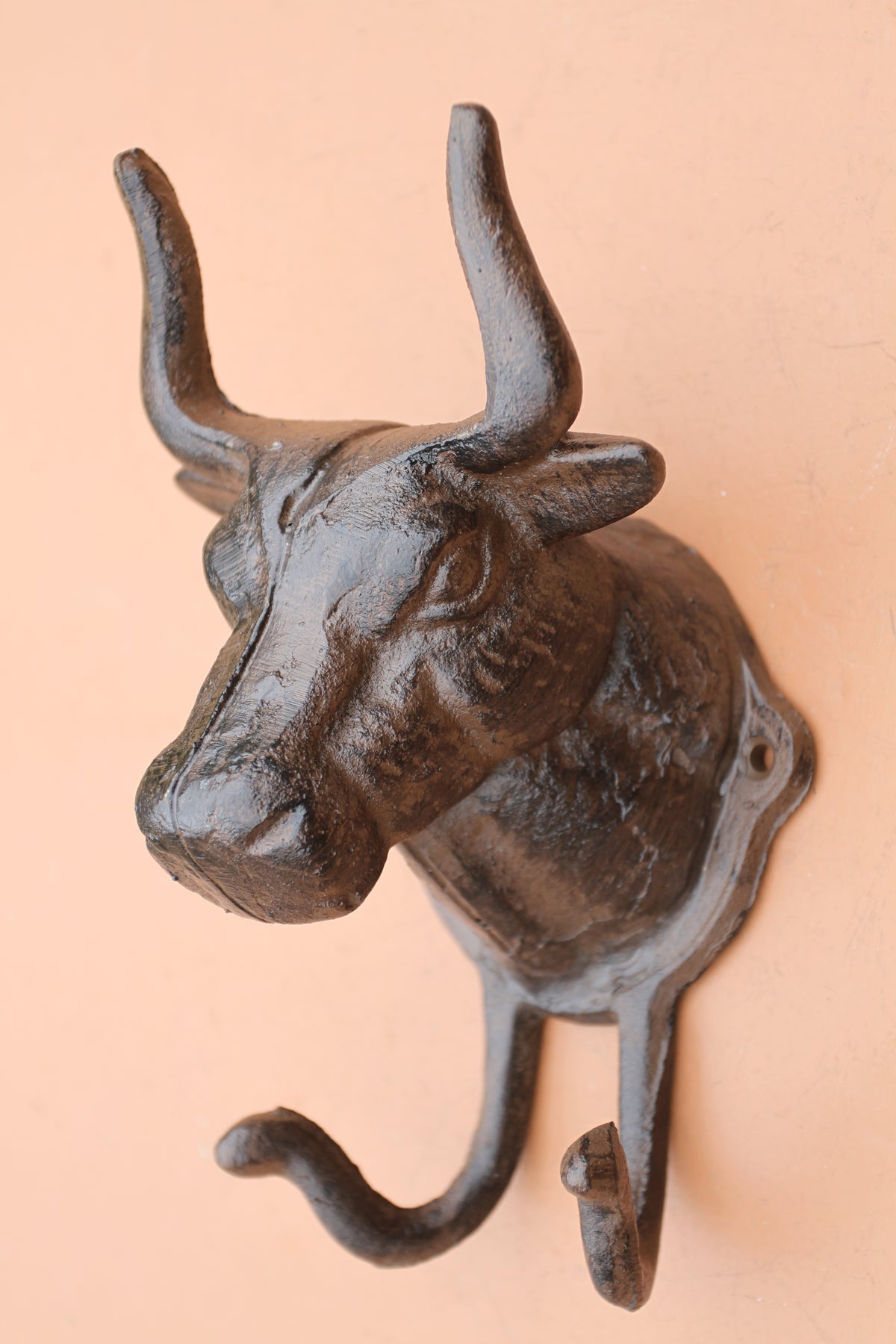 Giant BULL Wall Hook,Cattle Decor,Double Hook,Farm,Ranch Accent,Heavy Metal,Hanging Storage,H-81B