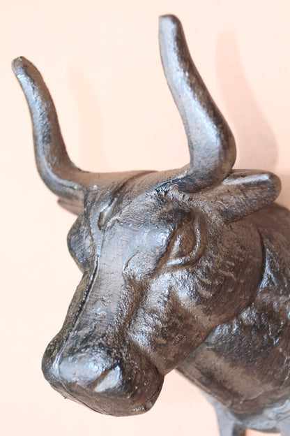 Giant BULL Wall Hook,Cattle Decor,Double Hook,Farm,Ranch Accent,Heavy Metal,Hanging Storage,H-81B