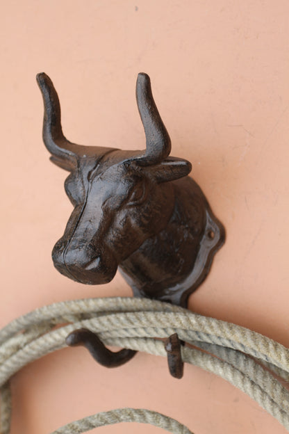 Giant BULL Wall Hook,Cattle Decor,Double Hook,Farm,Ranch Accent,Heavy Metal,Hanging Storage,H-81B